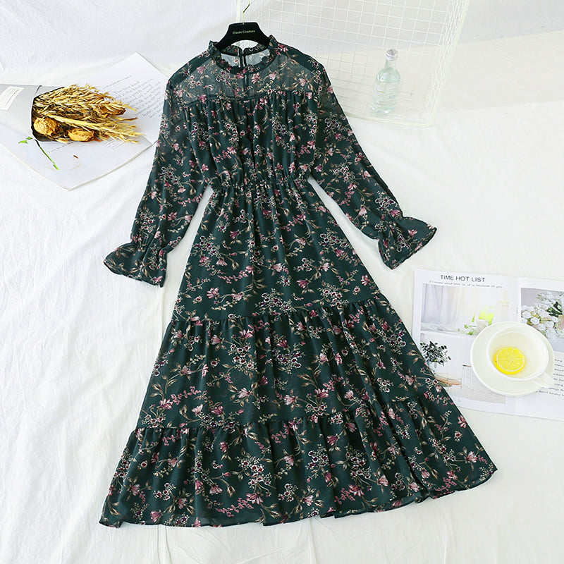 French retro floral Platycodon grandiflorum skirt, knee length skirt  3857