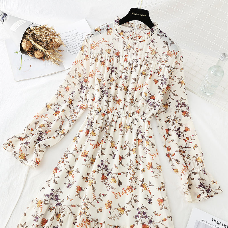 French retro floral Platycodon grandiflorum skirt, knee length skirt  3857