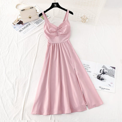 Suspender dress, French retro temperament, slim waist, Sen skirt  4501