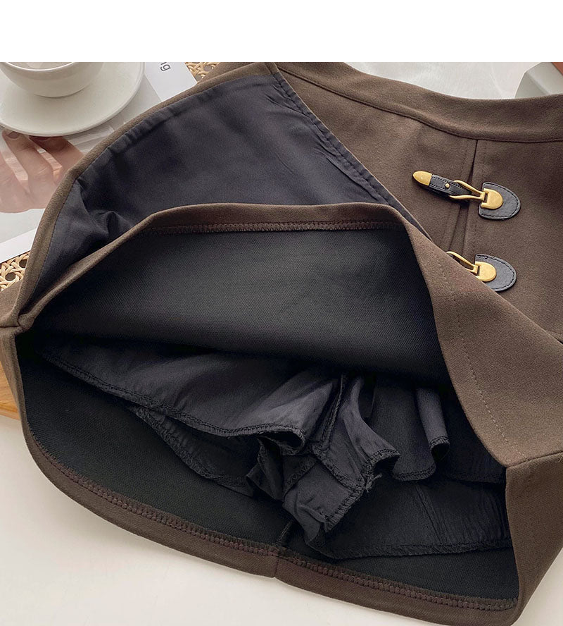 Simple and personalized design fashion split A-shaped high waist skirt  5555