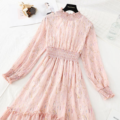 Slim waist with chiffon lining and knee length skirt  3876