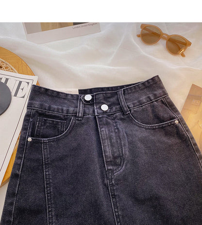 New Korean version of Hong Kong Style versatile slim split high waist skirt  5403