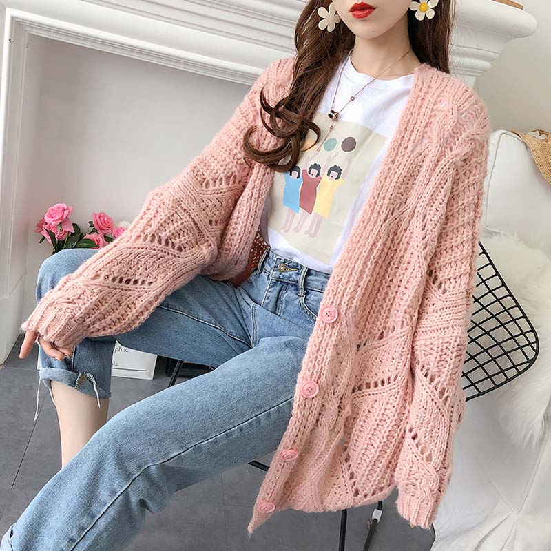 Korean loose hollow out sweater coat 4909