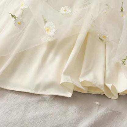 Mesh skirt, spring/summer, new style, embroidery, fairy high waist lace skirt  3638