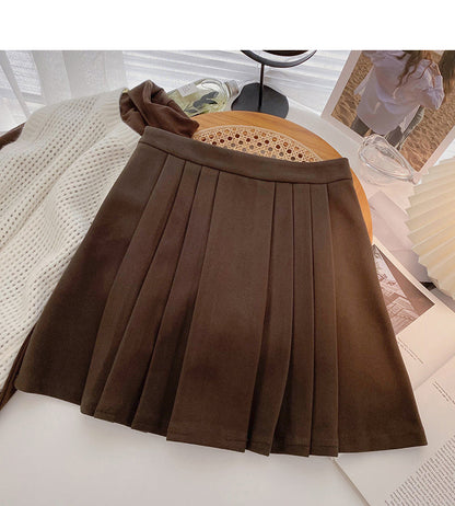 New Korean style temperament aging small man a-word high waist thin skirt  5529
