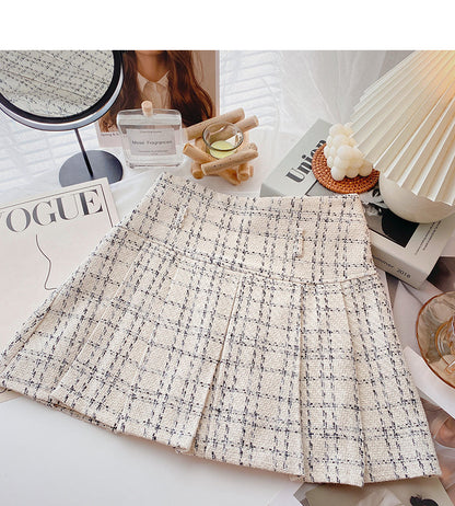 Retro small fragrance plaid skirt fashion  5394