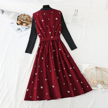 New dress autumn winter christmas fashion suit two-piece skirt  4799