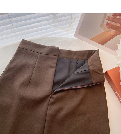 Retro split mid length slim A-line skirt  5703