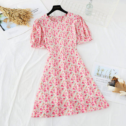 New Style Bubble Sleeve Chiffon gentle style French retro skirt  4634