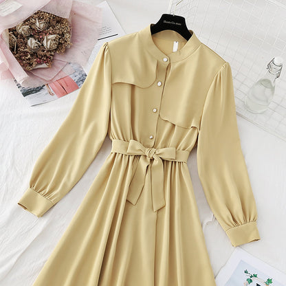 Dress design sense of minority lace up solid color thin skirt for children  4090