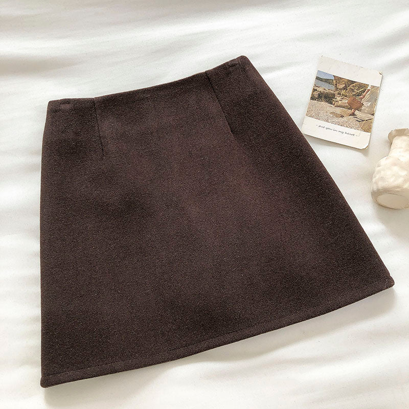 New Korean Vintage Wool Skirt  5275