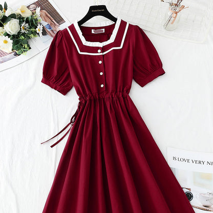 French retro cotton linen dress  4267