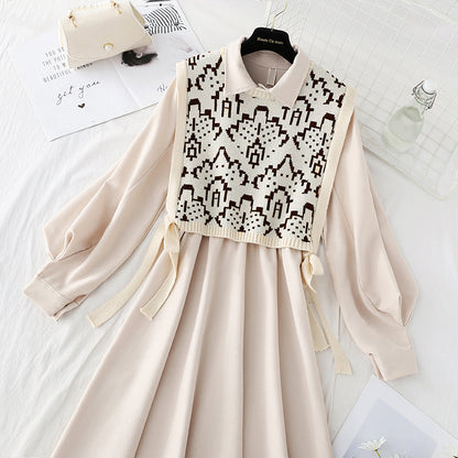 Slim knit dress versatile bottomed winter dress  4075
