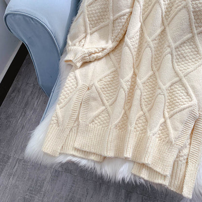 Sweater cardigan female loose lazy wind thickened thick thread twist  4933
