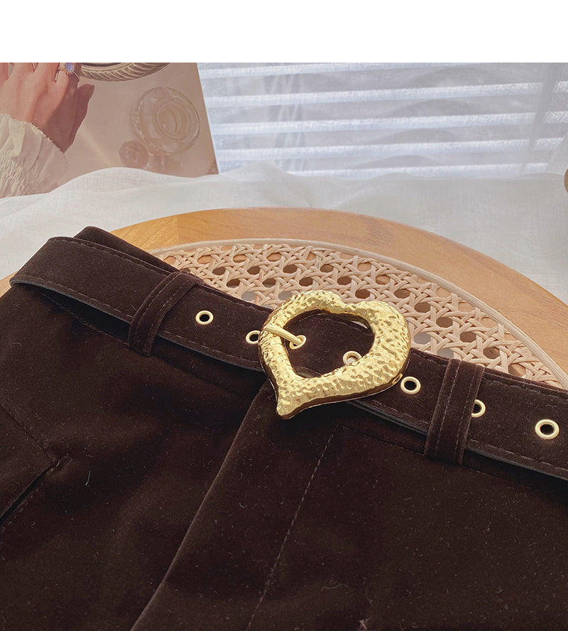 Golden velvet high waist A-shaped fishtail skirt for women  5384