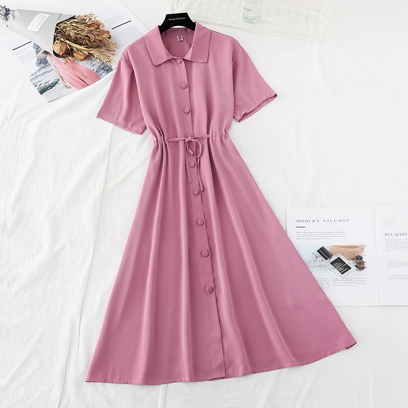Light mature wind and snow spun dress is slim at the waist  4685