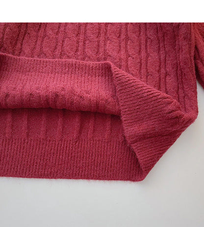 Personalized diagonal button round neck Pullover Top  6108