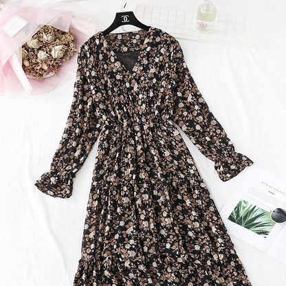 Slim retro floral skirt medium length  3996