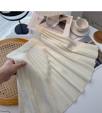 Pleated skirt, women's design, versatile knitted skirt  5271
