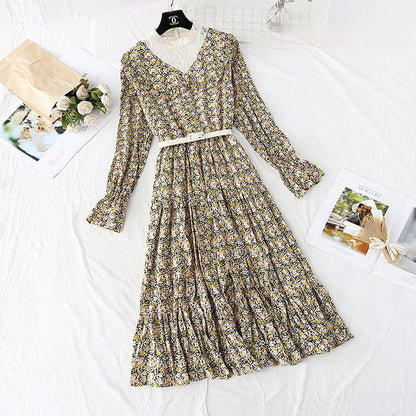 Floral Chiffon Dress with a long skirt at the bottom  3799