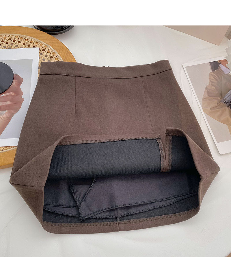 Retro temperament small split A-shaped high waist casual skirt  5553