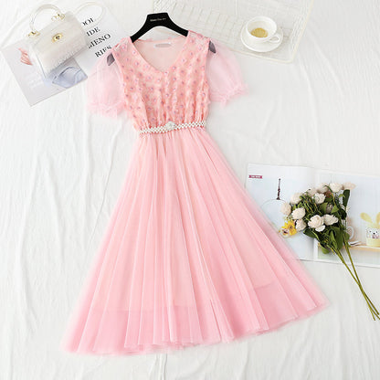 Long lace mesh skirt with slim waist  4895