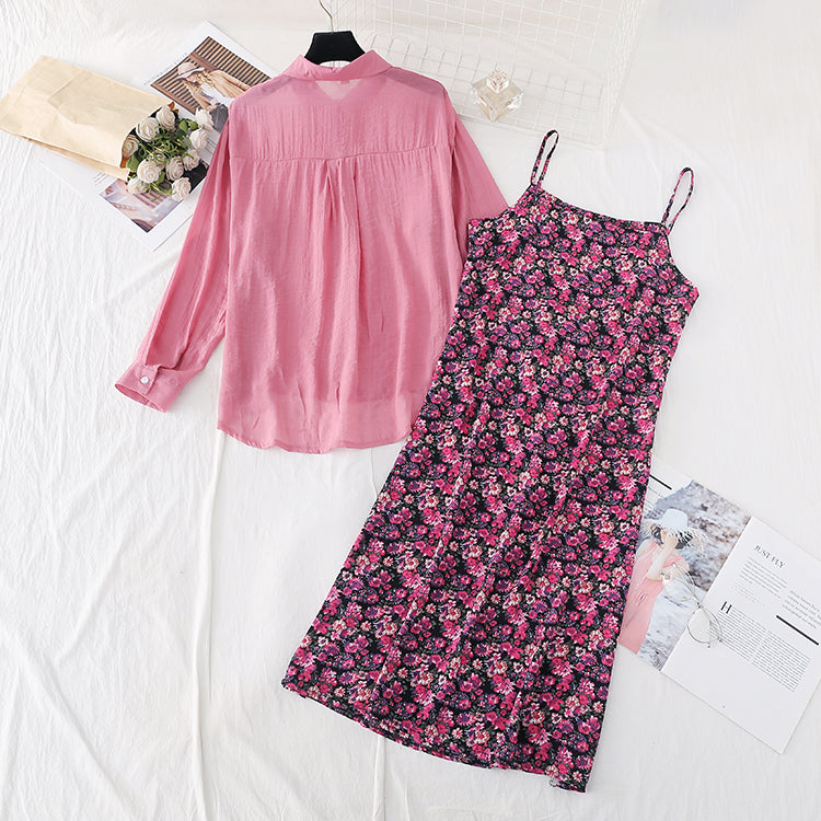 Kikyo first love Mori floral suspender skirt long sleeve  3825