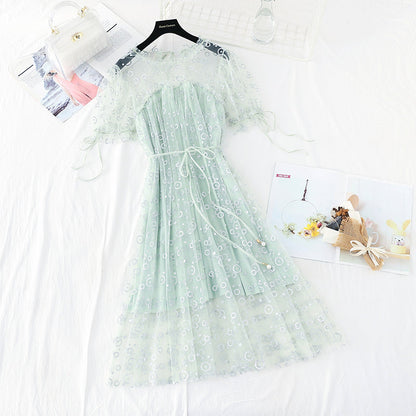 The new waist is slim, French gentle dress  4395