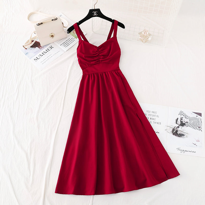 New Kikyo's first love French retro temperament, slim waist and Sen skirt  4525