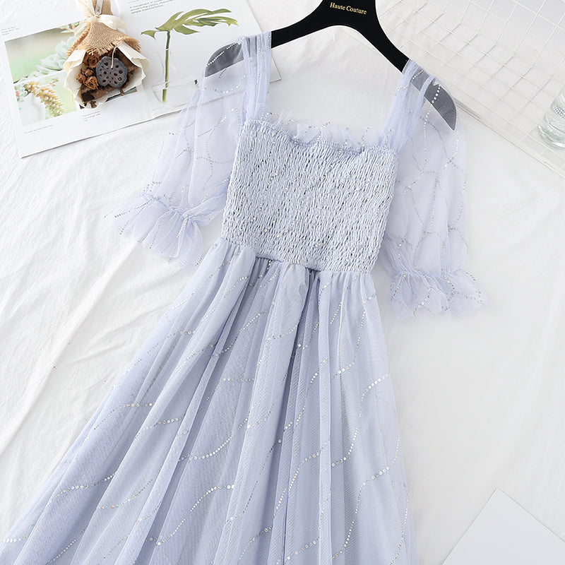 The new fairy super fairy series is a slim and gentle net long skirt  4627
