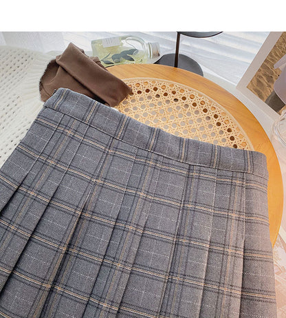 Slim and slim design lattice high waist A-line skirt  5485