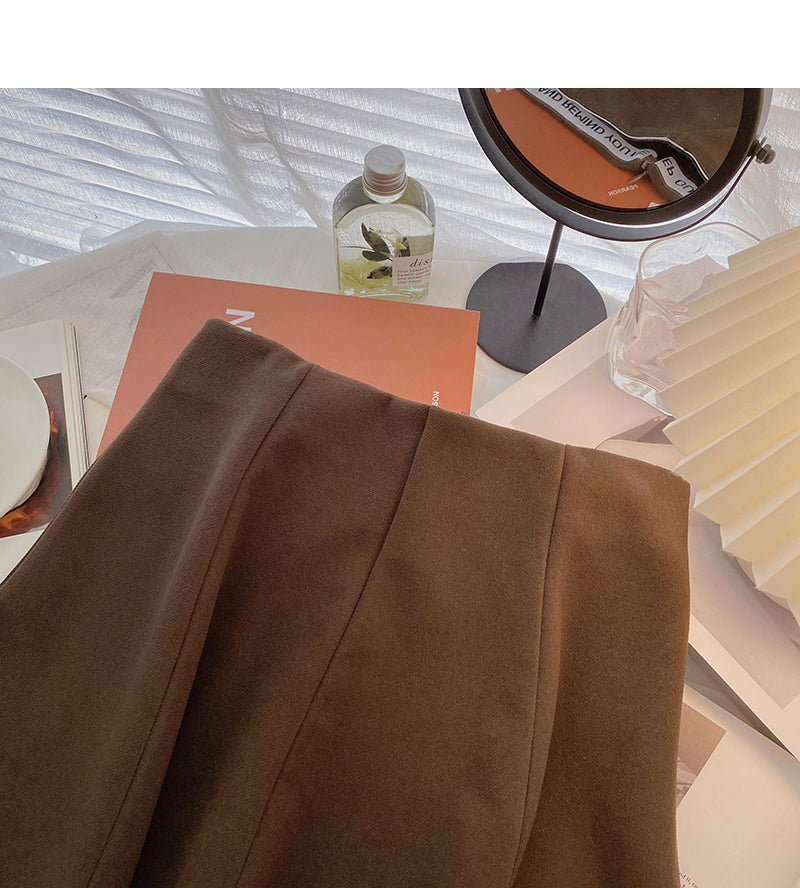 New Korean fashion temperament lazy leisure a-word high waist skirt  5432
