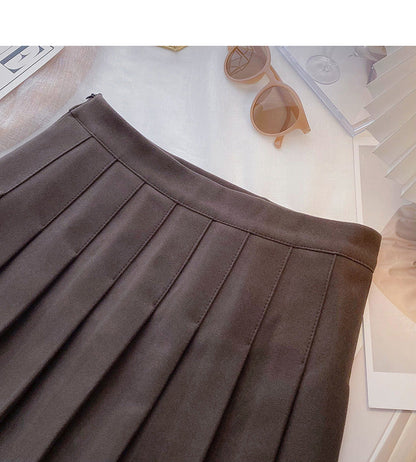 Korean simple and fashionable solid color high waist A-shaped skirt  5548