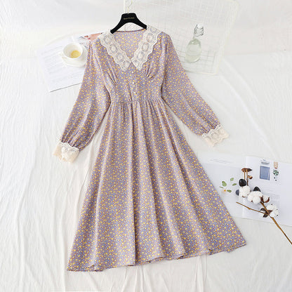 Floral dress gentle wind slim temperament Chiffon Skirt  4082