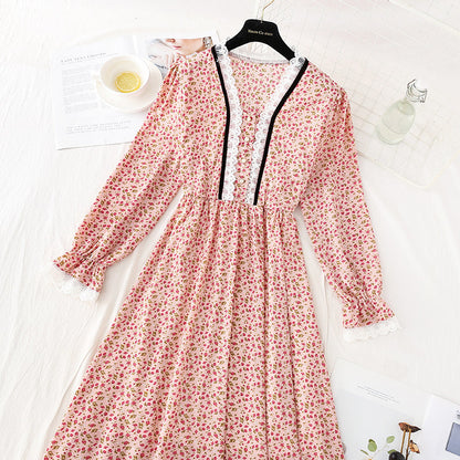 Slim skirt single breasted Chiffon floral skirt  4081