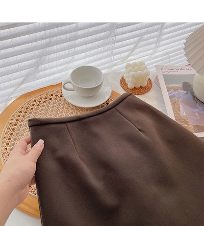Woolen skirt, high waist, slim, casual and versatile  5325