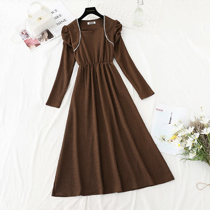 Aging French gentle wind small waist skirt  4775