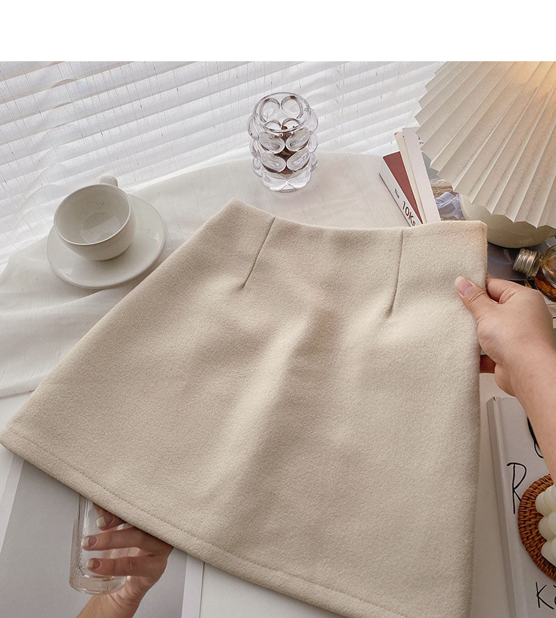 Woolen skirt is thin, Hip Wrap high waist A-shaped skirt  5319