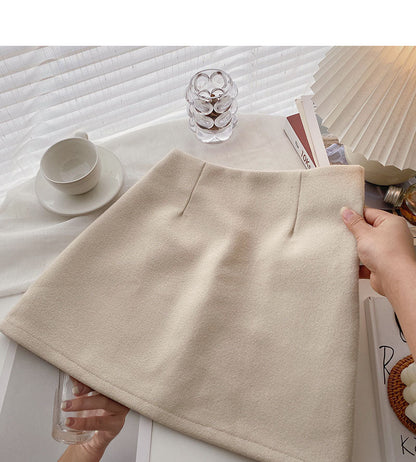 Woolen skirt is thin, Hip Wrap high waist A-shaped skirt  5319