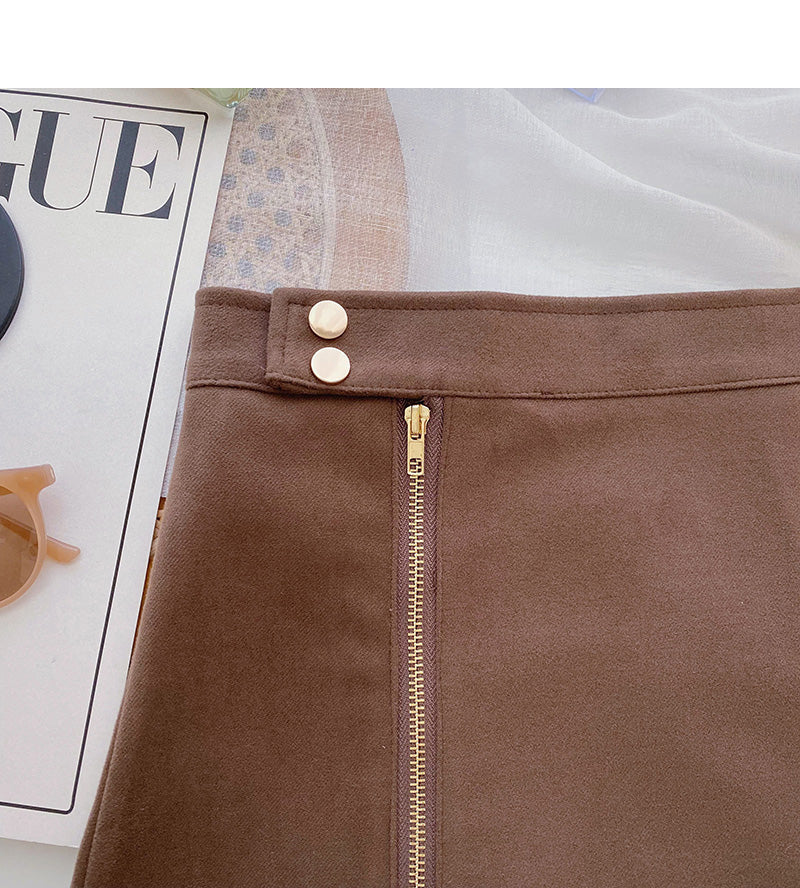Slim design zipper high waist skirt  5375