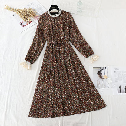 New floral dress women's aging lace up dress  4559