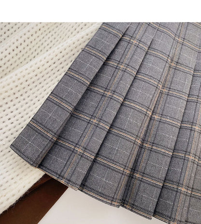 Slim and slim design lattice high waist A-line skirt  5485