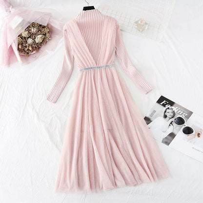 New sweater over knee mesh celebrity small fragrance suit long skirt  4766