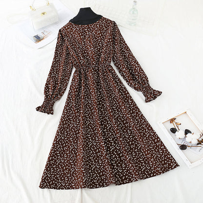 New medium length thick waist slim retro dress  4745
