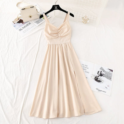 French retro style, slim waist, Mori skirt  4109