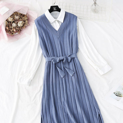 Shirt long woolen skirt over knee suit skirt  3998
