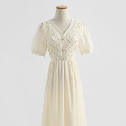 French design pleated bubble sleeve skirt  4278