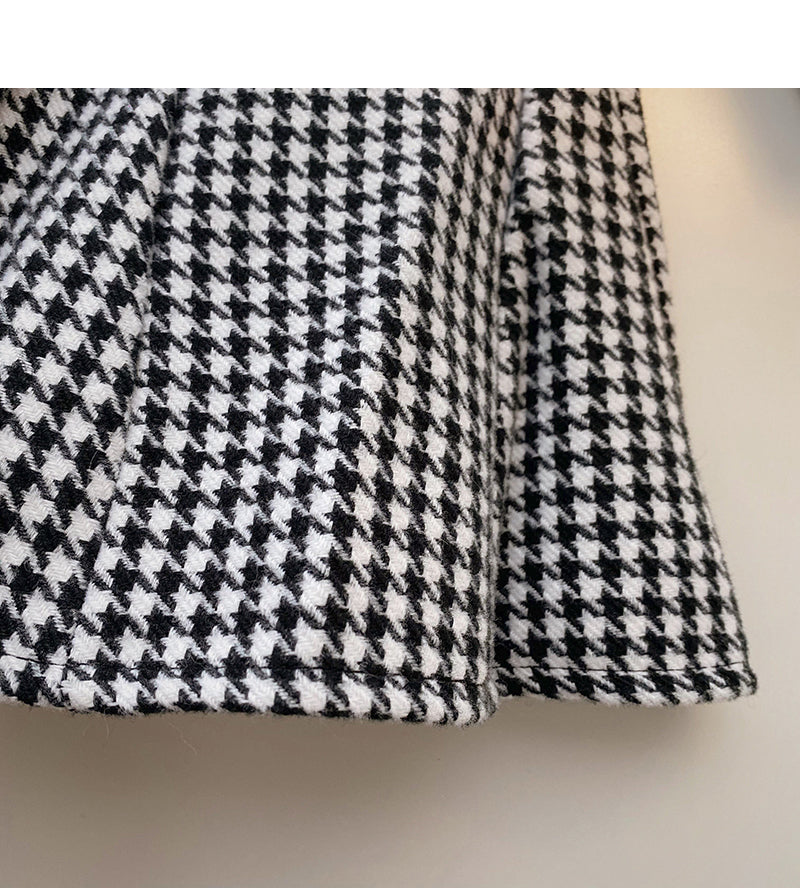 Design sense of niche Hong Kong style high waist thousand bird check skirt  5418