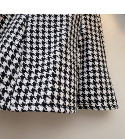 Design sense of niche Hong Kong style high waist thousand bird check skirt  5418
