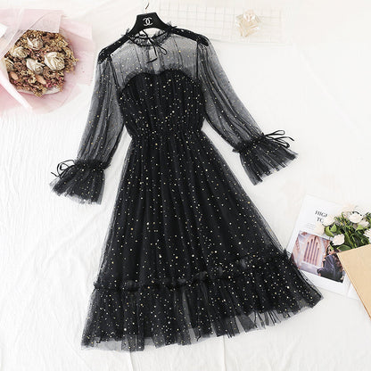 French slim star skirt fairy super xiansen A-line skirt  4388